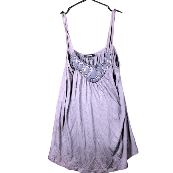 Express Womens Blouse Purple Jeweled Sleeveless Flowy Tank Small - Picture 1 of 12